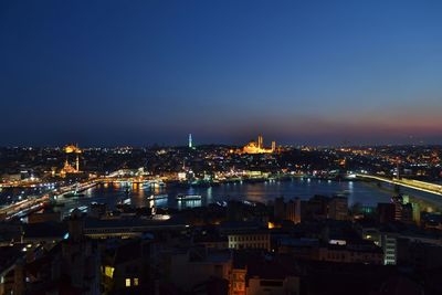 Illuminated cityscape at night