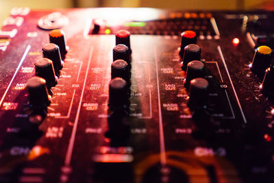 Close-up of sound mixer