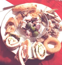 Close-up of served food in plate
