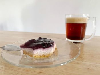 Close-up of dessert on table