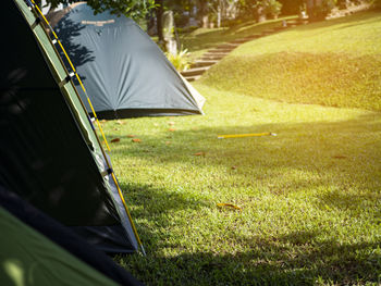 Tent in field