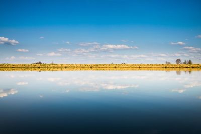 Scenic view of calm lake against sky