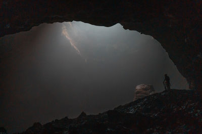 Scenic view of silhouette mountain against sky