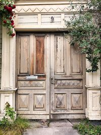 Closed door of old building