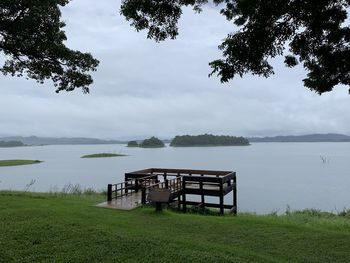 Scenic view of lake against sky
