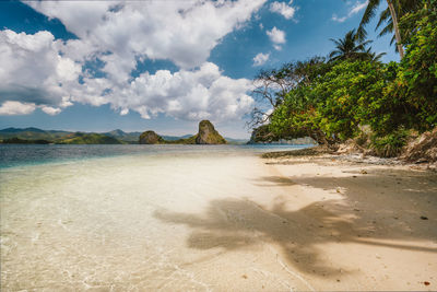 Scenic view of beach against sky