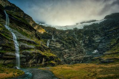 Scenic view of mountains against sky