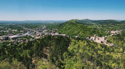 High angle view of hot springs national park against sky