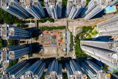 High angle view of buildings in city