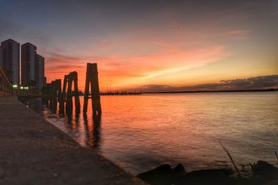 Scenic view of sea at sunset