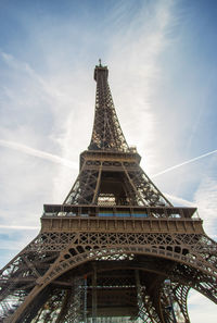 Low angle view of eiffel tower against sky