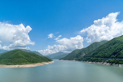 The zhinvali reservoir, ananuri, georgia.