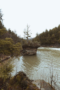 Scenic view of lake against clear sky