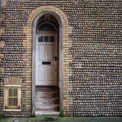 Closed door of building