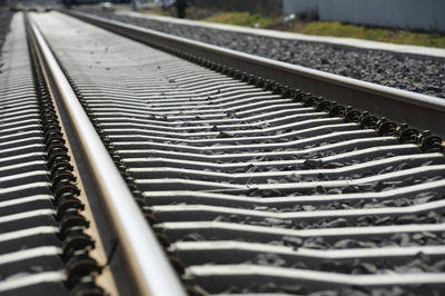 Track system on concrete sleepers and stones, transportation and train traffic