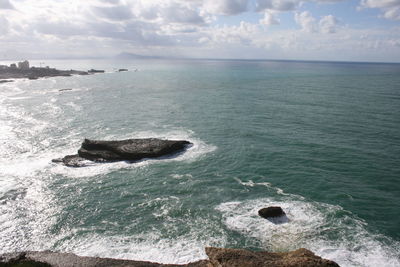 Scenic view of sea against cloudy sky