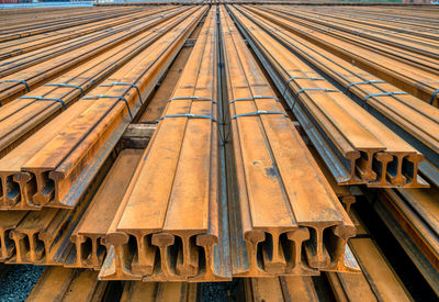 Low angle view of railroad tracks