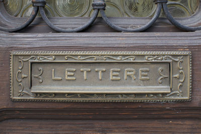 Close-up of mailbox