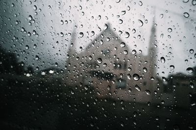 Close-up of water drops on glass
