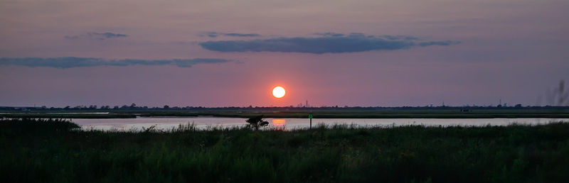 Scenic view of field against sky during sunset