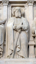 Apostle, statue on the facade of saint augustine church in paris, france