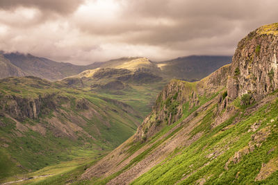 Sun starting to break over the hill in the lake district, cumbria, uk