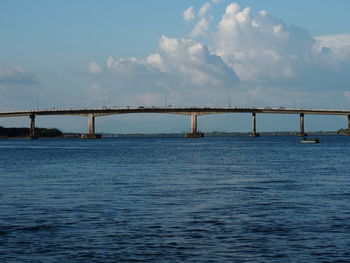 Bridge over sea against sky