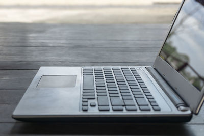 Close-up of laptop on table