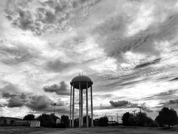 Low angle view of water tower against sky