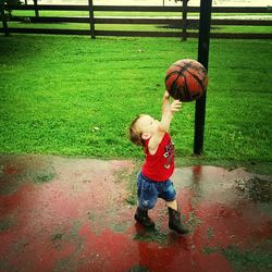 Girl playing in park