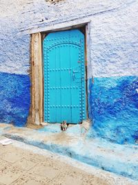 Close-up of blue door