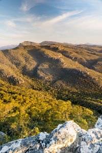 Australian mountains in the grampians national park, victoria with rocky cliffs and valleys