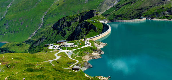 Panorama of the kaprun dam, a hydroelectric power station in the austrian alps