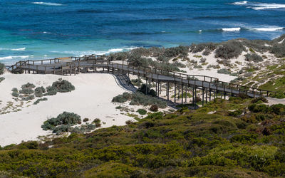 High angle view of bridge over sea