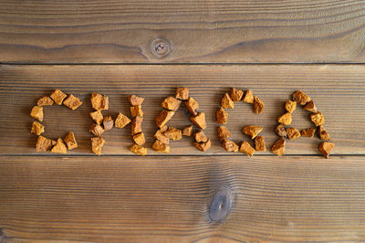 High angle view of bread on table