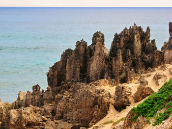 Makawehi lithified cliffs next to shipwreck beach in poipu koloa kauai hawaii