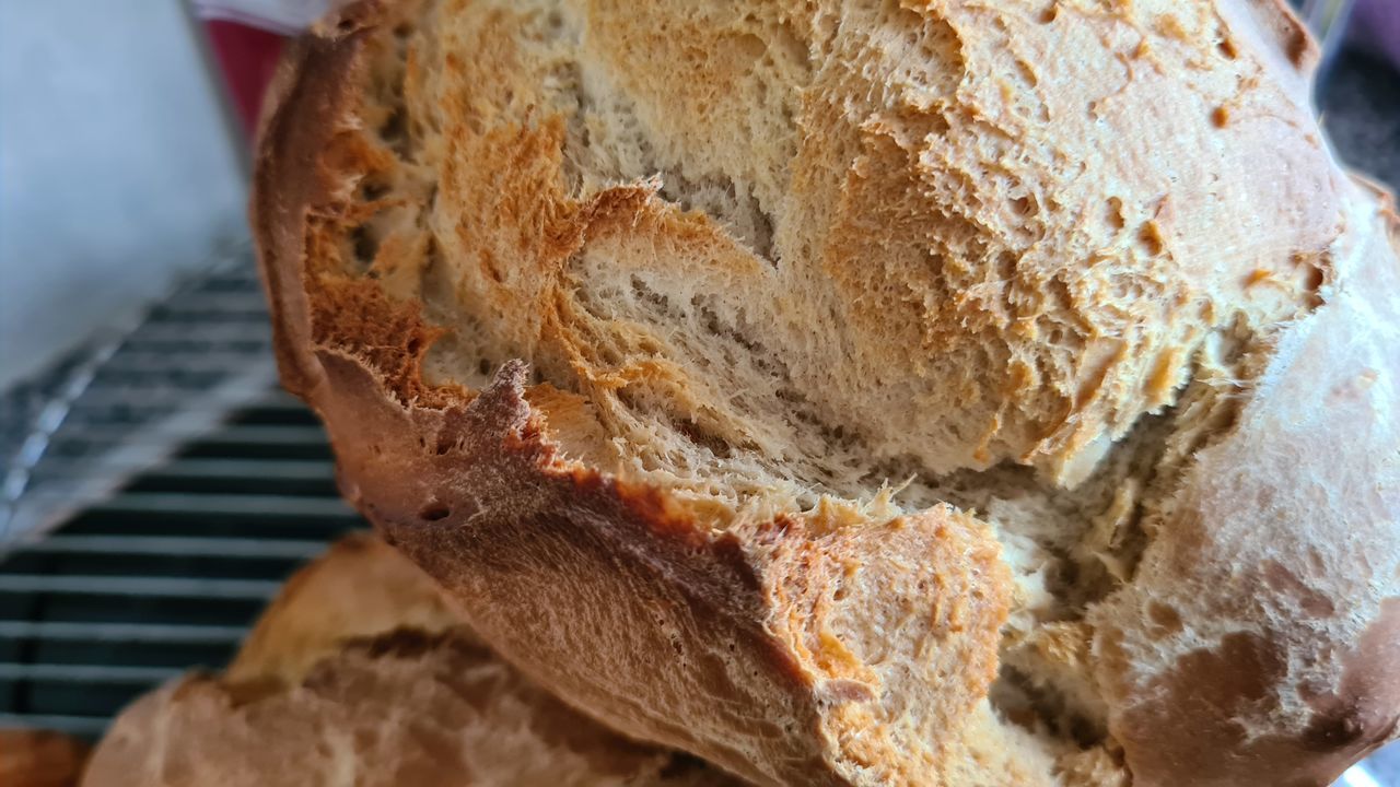 HIGH ANGLE VIEW OF BREAD IN TRAY