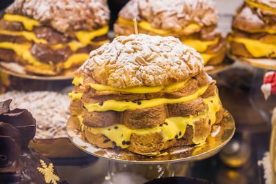 Close-up of pandoro on table