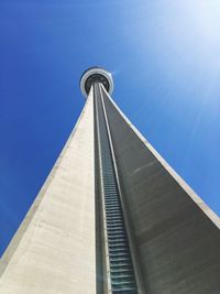 Low angle view of building against blue sky