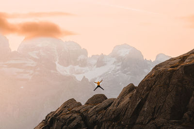 Scenic view of mountains against sky during sunset