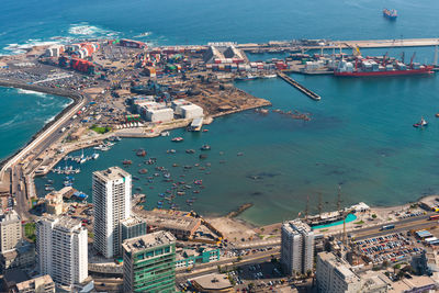 Iquique, tarapaca region, chile - aerial view of the port city of iquique in northern chile.