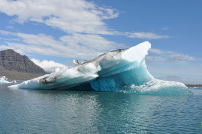 Scenic view of frozen sea against sky