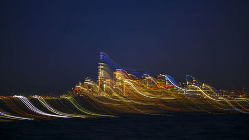 Illuminated light trails at night