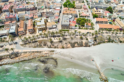 High angle view of buildings in city