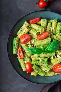 High angle view of vegetables in plate