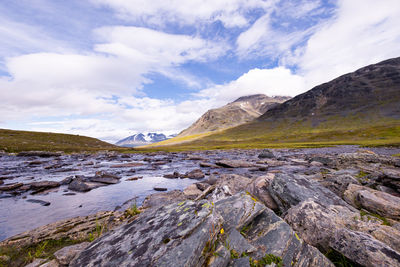 A small, rocky mountain stream in sarek national park, sweden. 