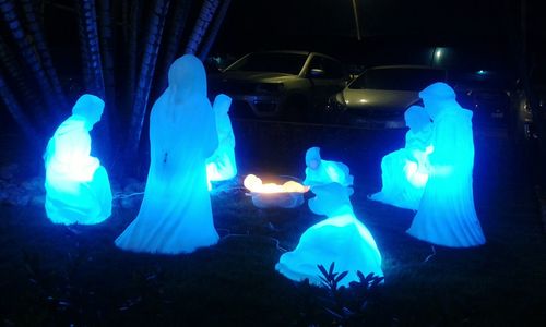 Close-up of illuminated blue lights