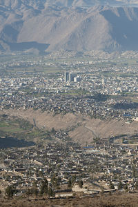 Social contrast in different areas of the city of arequipa, aerial view of the metropolis