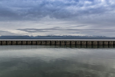 Bridge over river against sky