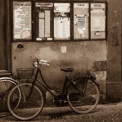 View of bicycles parked